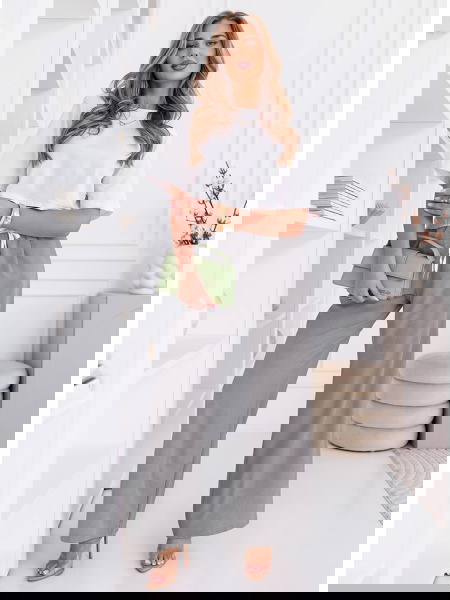 Szare szerokie spodnie z...