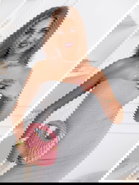 Szara prążkowana sukienka z... 2