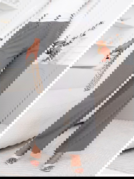 Szare szerokie spodnie z...