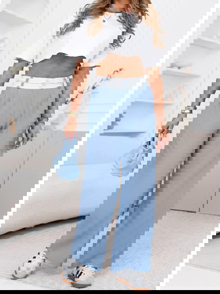 Błękitne szerokie spodnie z...