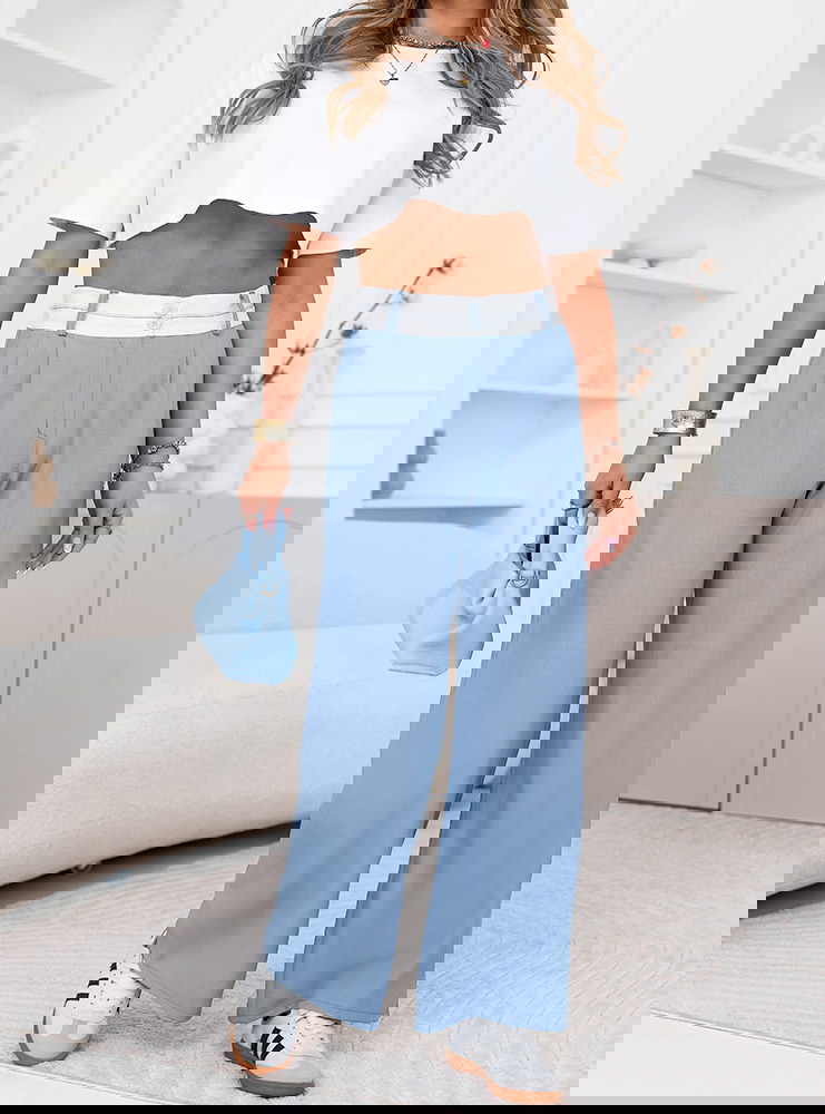 Błękitne szerokie spodnie z...