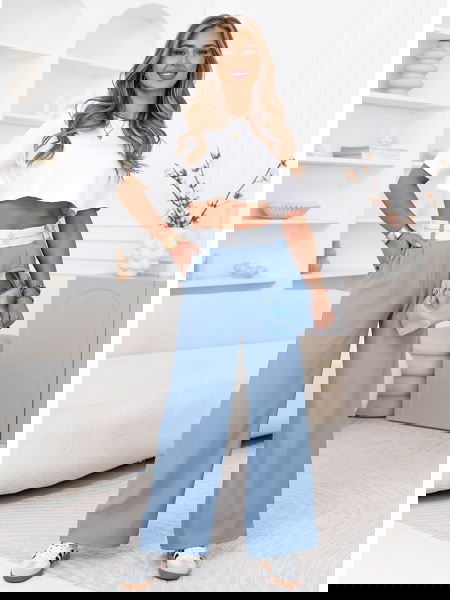 Błękitne szerokie spodnie z... 2