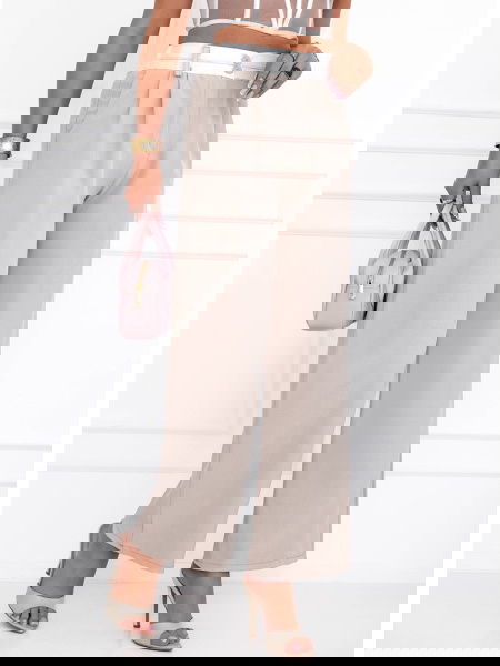 Beżowe szerokie spodnie z... 2