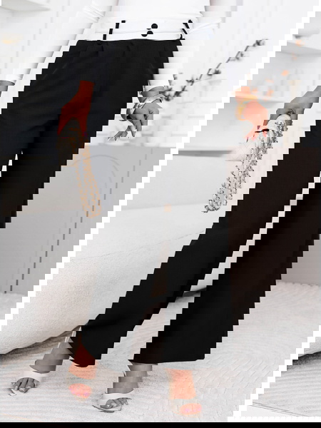 Czarne szerokie spodnie z...