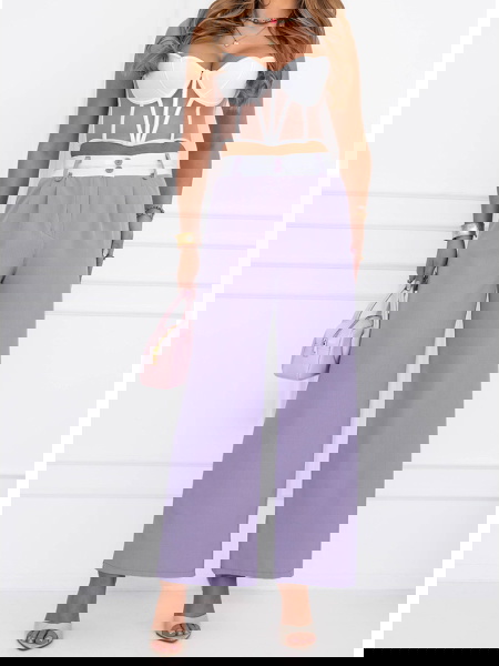 Liliowe szerokie spodnie z... 2