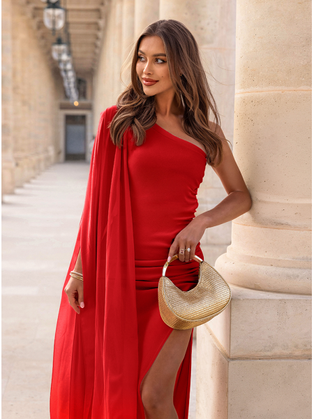 Malinowa asymetryczna długa...