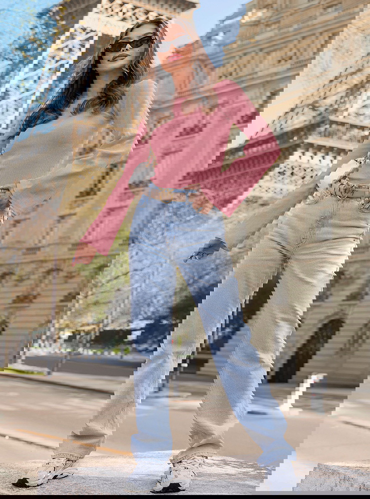 Prążkowana bluzka z rozszerzanym...