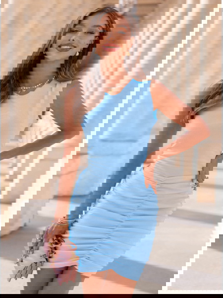 Błękitna sukienka mini z... 2