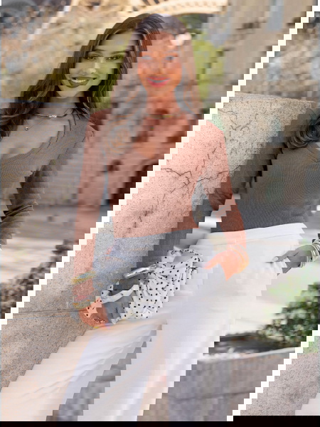 Prążkowana bluzka z...