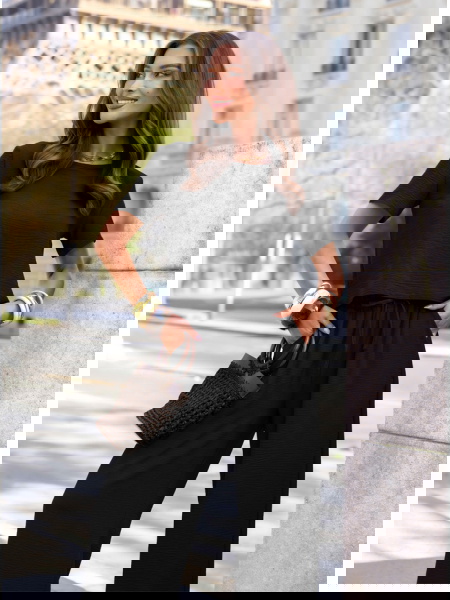 Czarny komplet bluzka z...