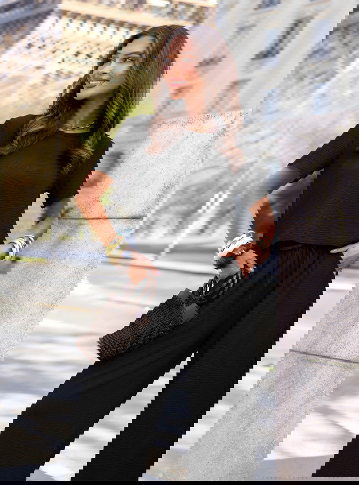 Czarny komplet bluzka z krótkim...