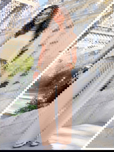 Beżowy komplet bluzka z...