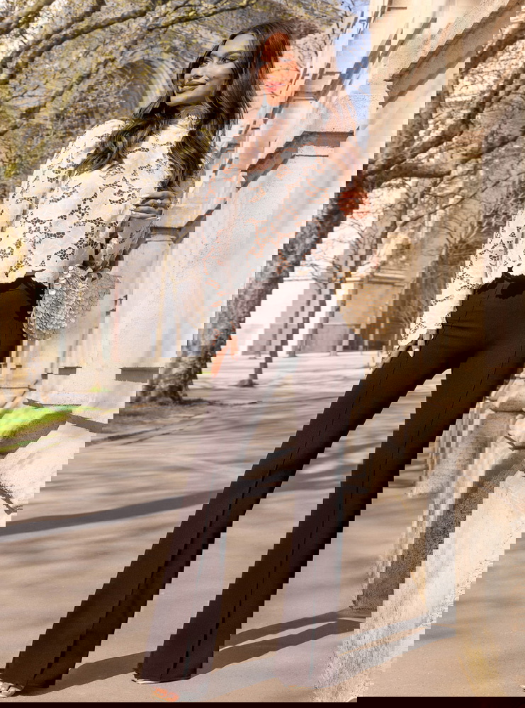 Czekoladowe spodnie z szerokimi...