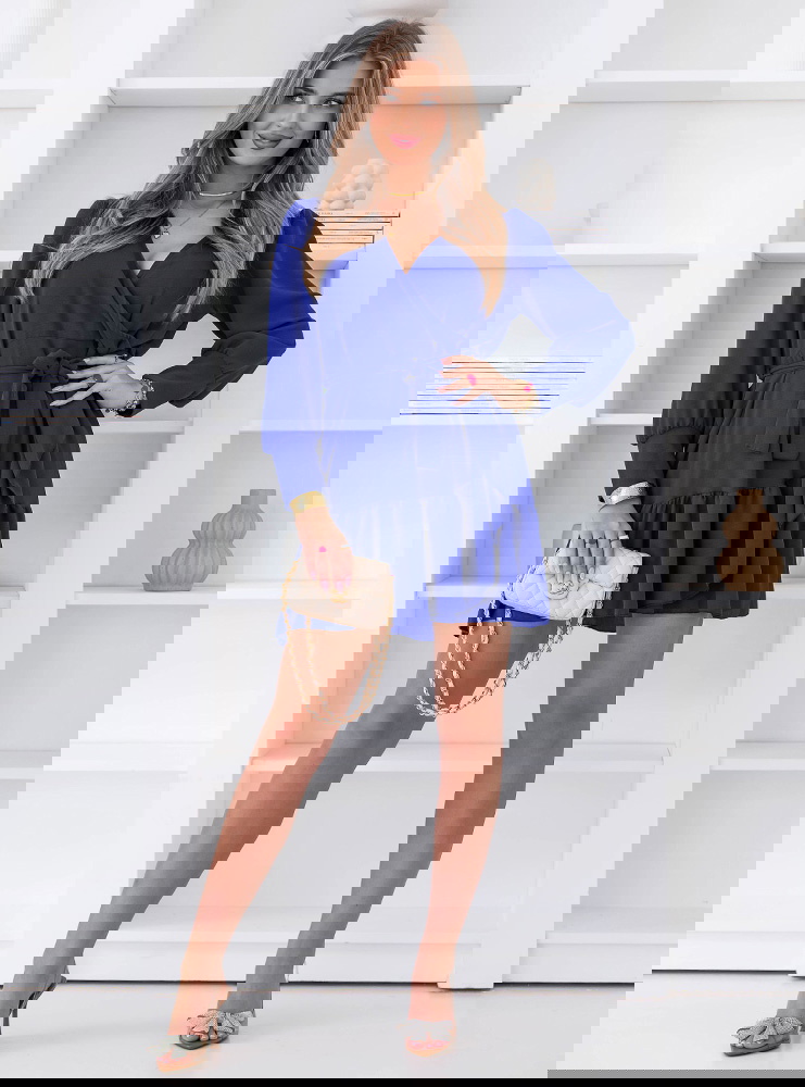 Chabrowa sukienka z przekładanym...