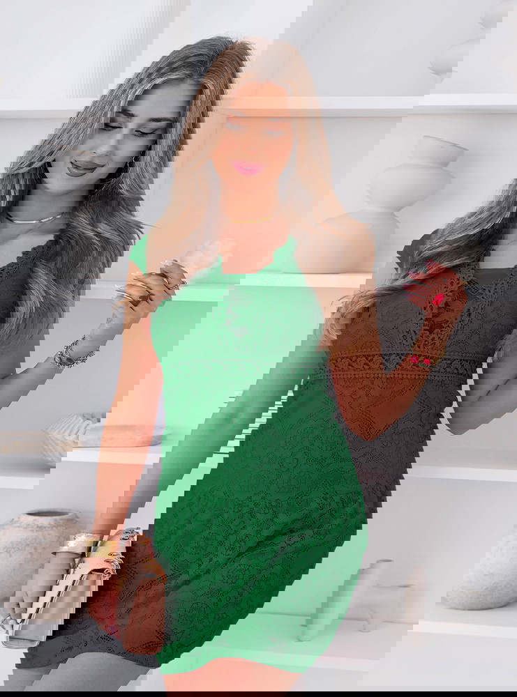 Koronkowa sukienka mini z ozdobnym...