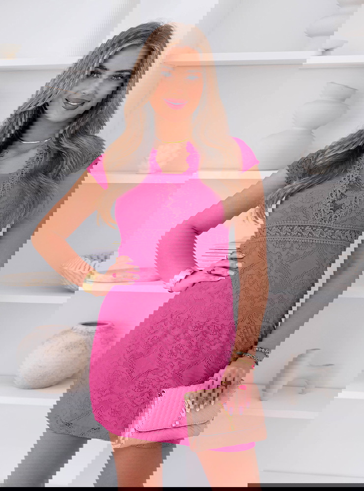 Koronkowa sukienka mini z ozdobnym...