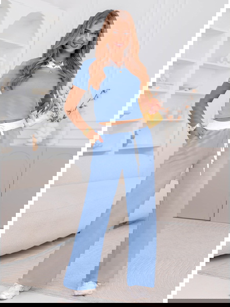 Błękitny komplet bluzka i...