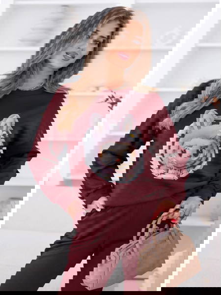 Bordowy komplet dresowy z...