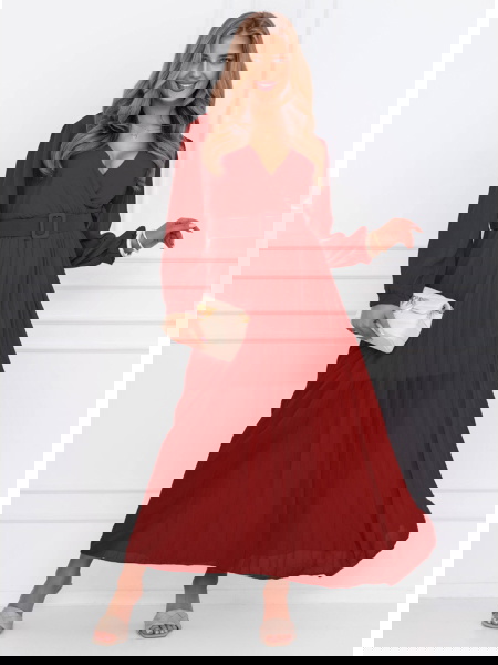 Bordowa sukienka z...