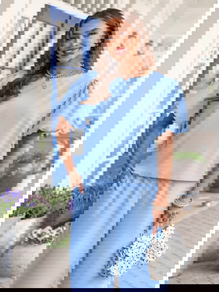 Błękitny komplet bluzka z...