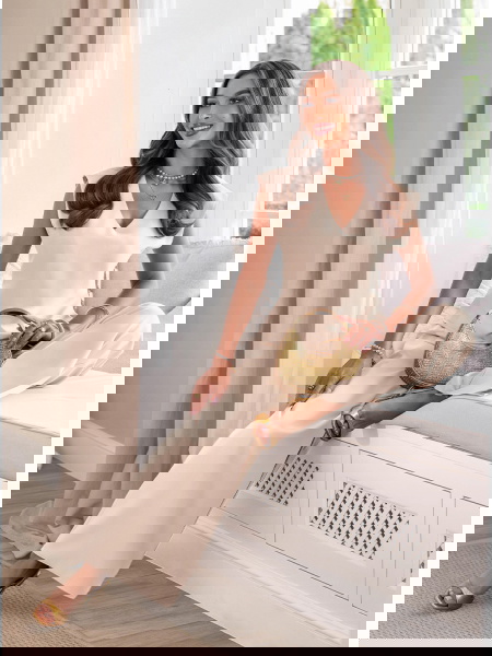 Jasnobeżowy komplet bluzka...