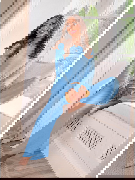 Błękitny komplet bluzka z... 2