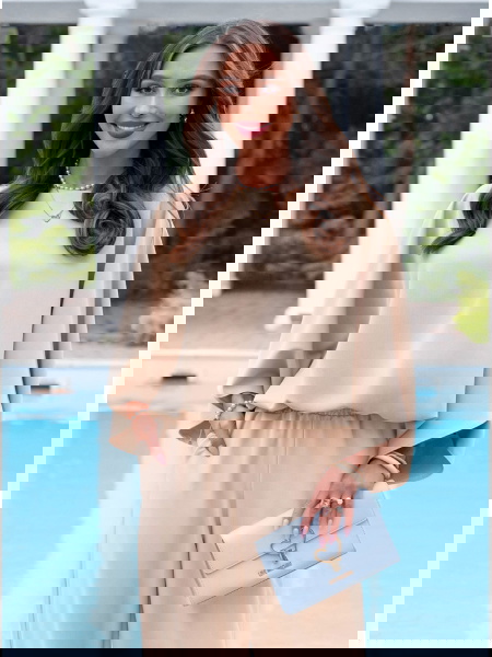 Jasnobeżowy komplet bluzka... 2