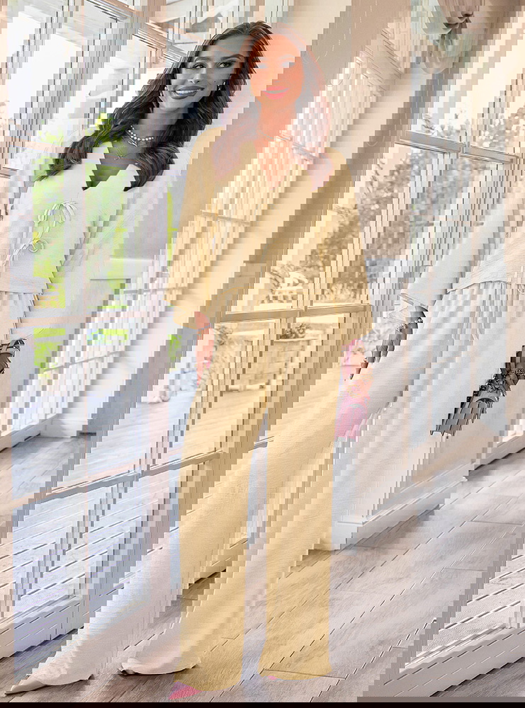 Komplet bluzka z dekoltem w serek i...