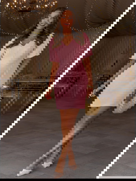 Pudrowa sukienka mini z... 2