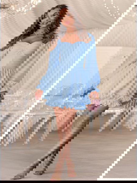 Błękitna sukienka mini z... 2