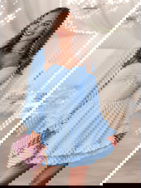 Błękitna sukienka mini z...