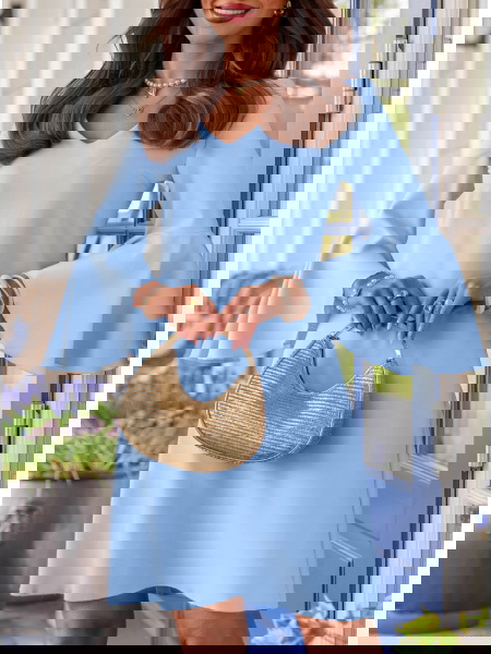 Błękitna trapezowa sukienka... 2