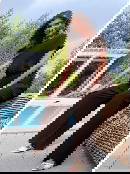 Czekoladowy komplet bluzka...