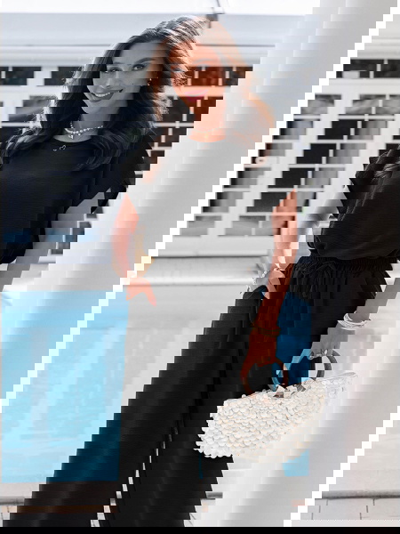 Czarny komplet bluzka z...