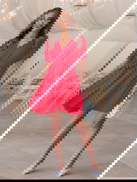 Malinowa sukienka mini... 2