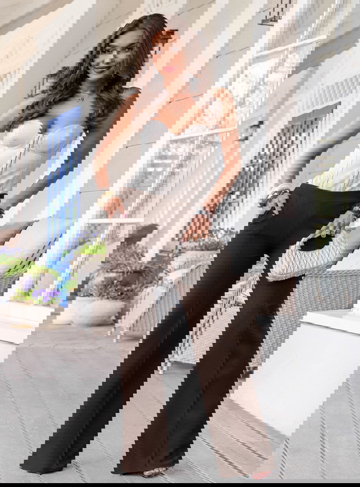 Czekoladowe spodnie z kieszeniami i...