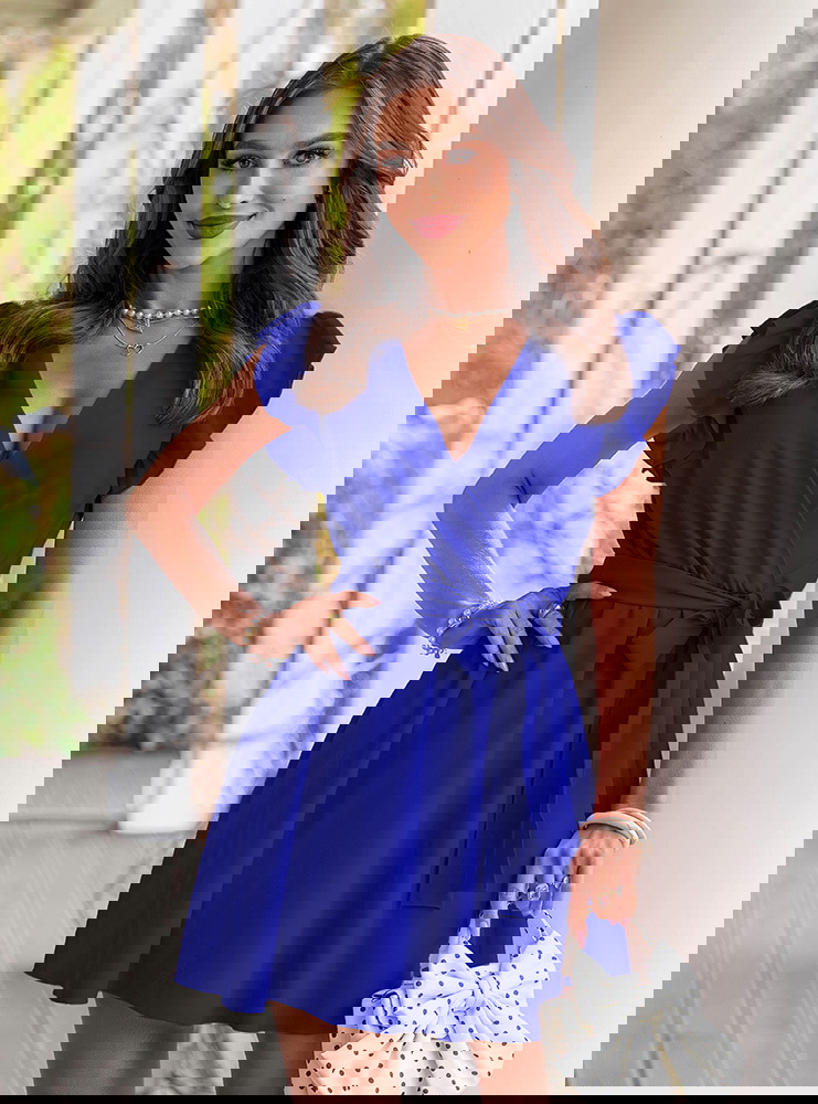 Chabrowa sukienka z przekładanym...