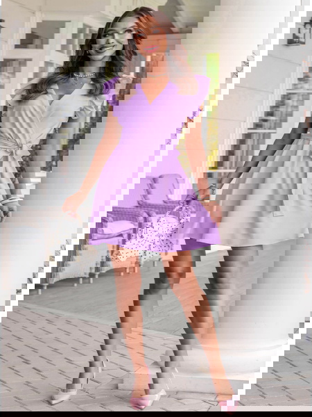 Liliowa sukienka z... 2