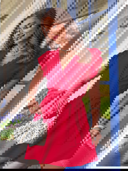 Malinowa sukienka z...