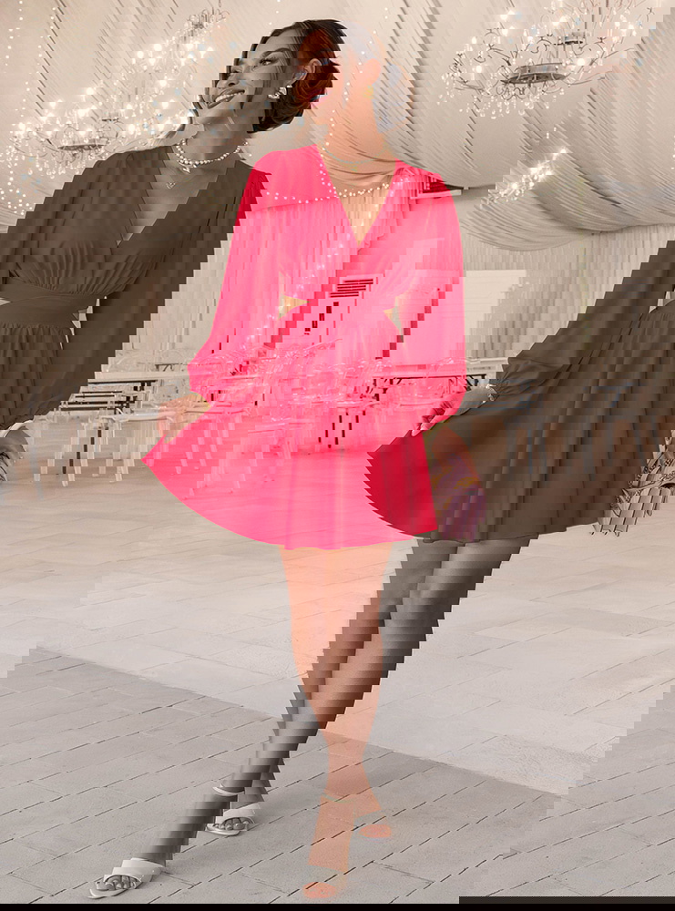 Malinowa sukienka rozkloszowana z...