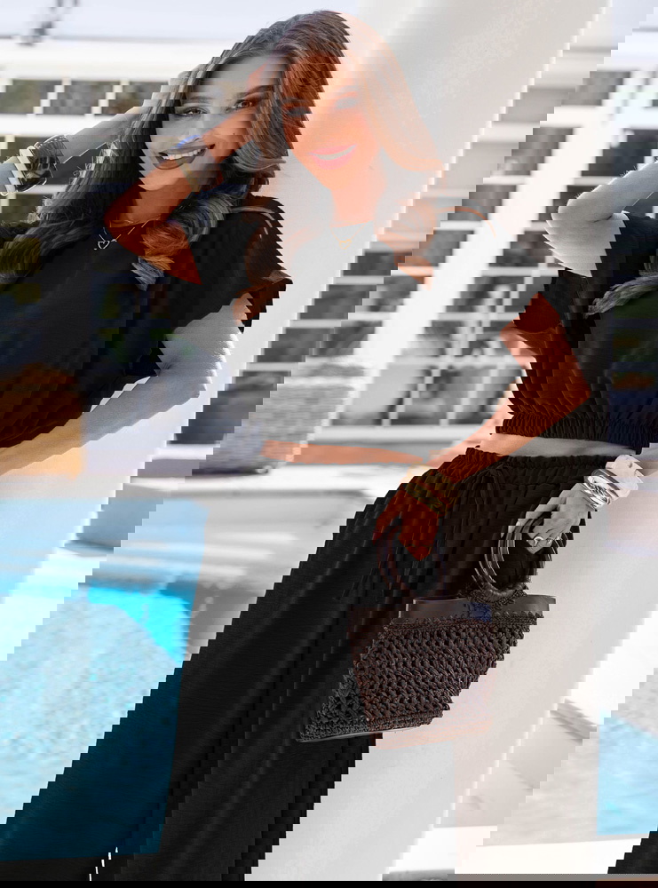 Czarny komplet bluzka i szerokie...