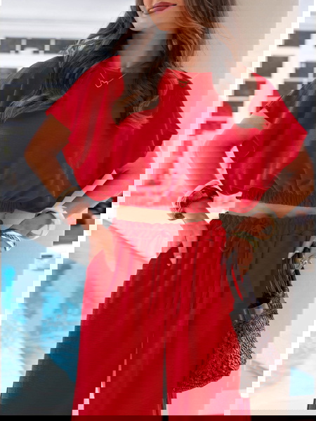 Malinowy komplet bluzka i... 2