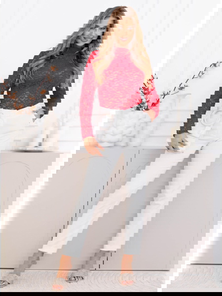 Malinowa koronkowa bluzka... 2