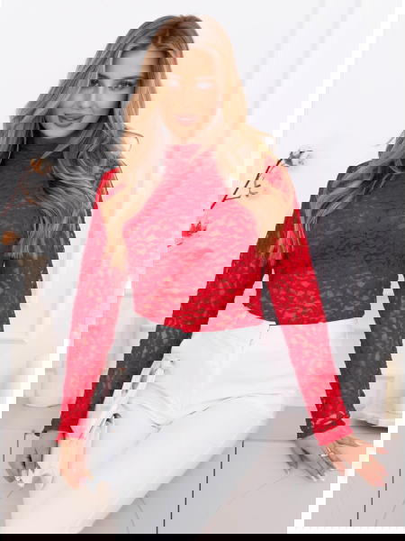 Malinowa koronkowa bluzka...