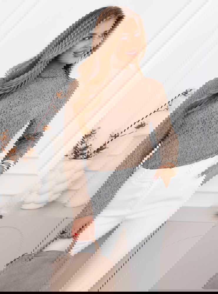 Beżowa koronkowa bluzka Feteli