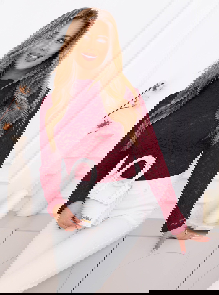 Bordowa koronkowa bluzka Feteli