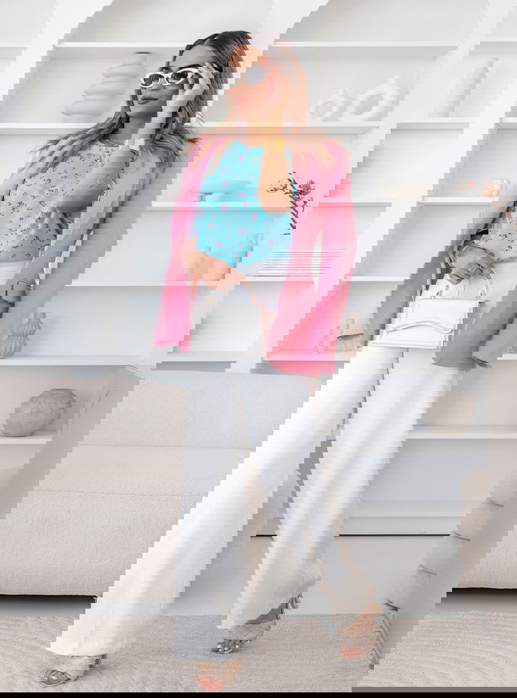 Miętowa bluzka w kwiatowy wzór z...