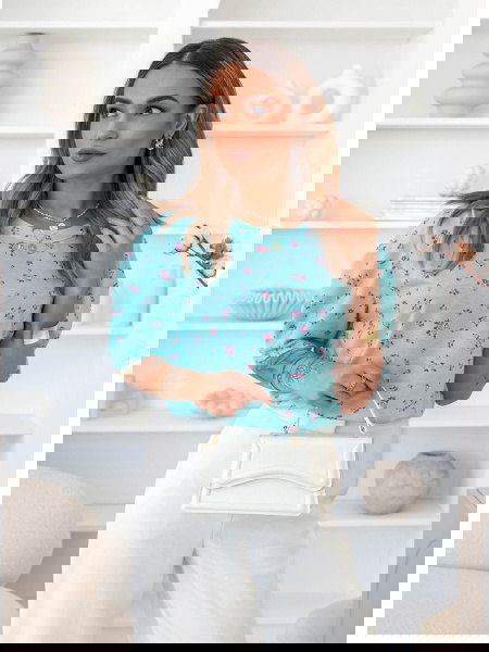 Miętowa bluzka w kwiatowy... 2