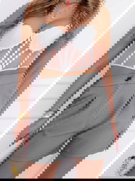 Grafitowe szorty z wysokim...