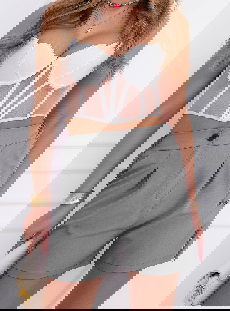 Grafitowe szorty z wysokim stanem i...